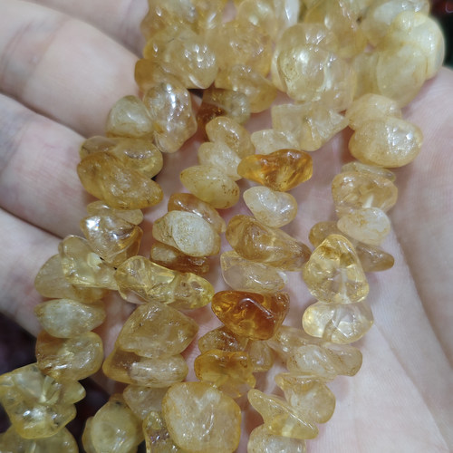 深色黄水晶不规则碎石珠子 女生DIY手工时尚饰品 大小颗粒均有
