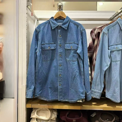 外贸原单 合作款/男装女装牛仔衬衫/水洗产品长袖衬衣春款484245