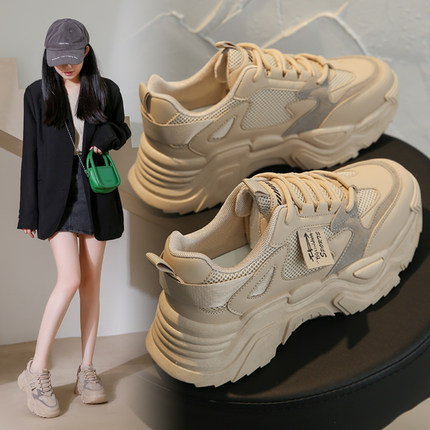 老爹鞋女款2024新款秋冬百搭加绒女鞋网红超火厚底增高休闲运动鞋