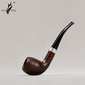 深色喷砂手工烟斗西班牙进口石楠木3mm过滤烟道银圈坎伯兰烟嘴