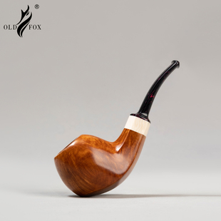 老狐狸原木色精品手工烟斗进口石楠木3mm烟道米白环坎伯兰烟嘴