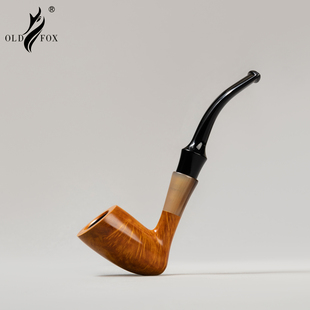 老狐狸16mm口径精品手工烟斗进口石楠木3mm烟道牛角环亚克力烟嘴