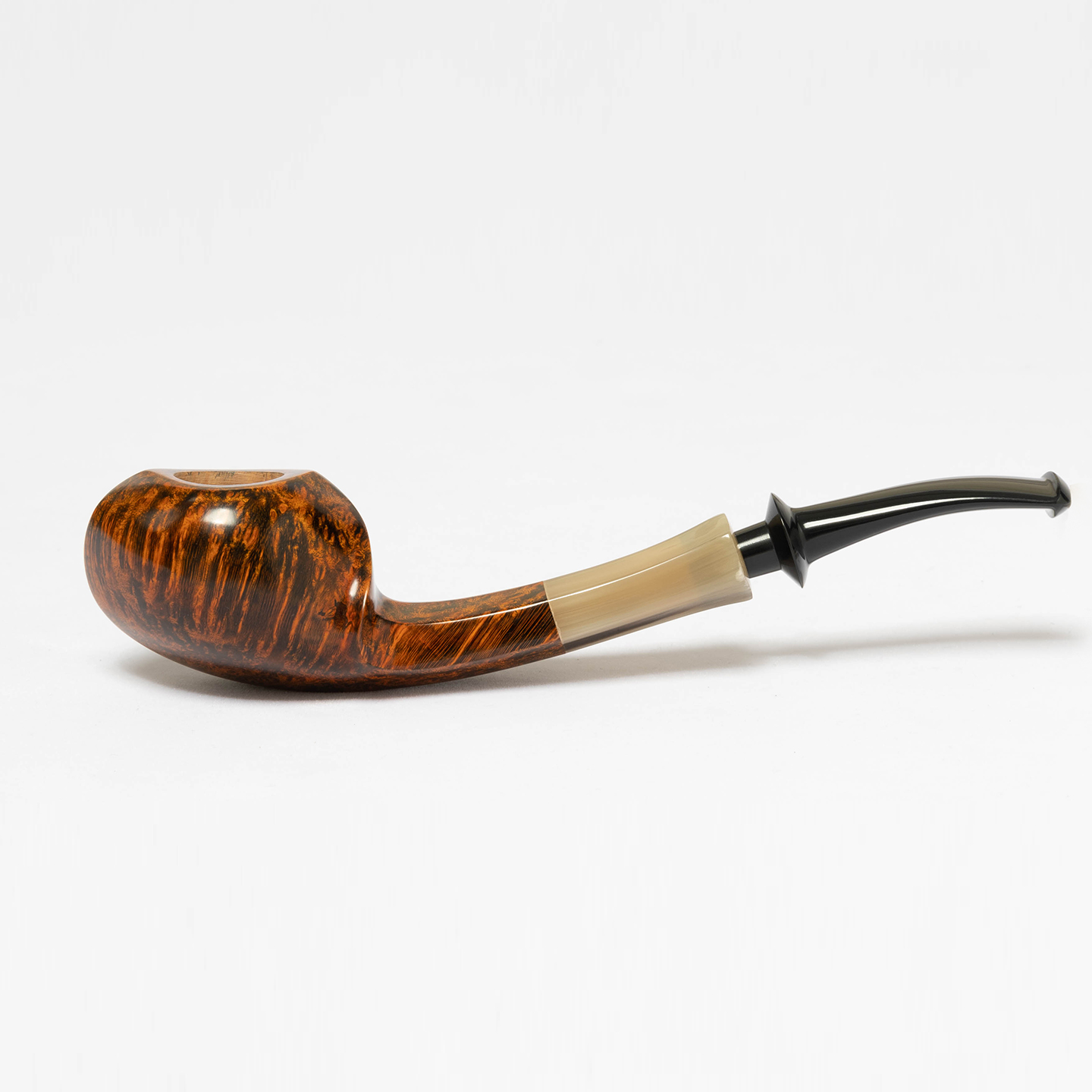 精品长柄手工烟斗西班牙进口石楠木3mm烟道牛角环装饰坎伯兰烟嘴