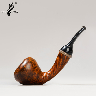 老狐狸大尺寸手工烟斗西班牙进口石楠木3mm烟道橡果斗牛角环