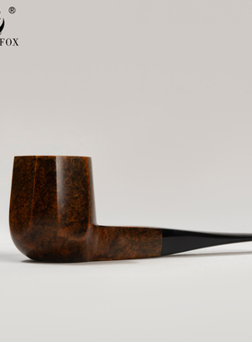 老狐狸手工烟斗进口石楠木3mm过滤烟道硫化橡胶烟嘴平底桌面烟斗