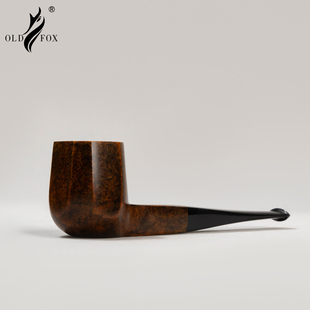 老狐狸手工烟斗进口石楠木3mm过滤烟道硫化橡胶烟嘴平底桌面烟斗