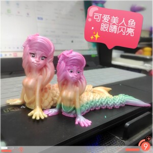3d打印彩虹美人鱼可活动关节有眼睛室内摆件儿童玩具生日新年礼物