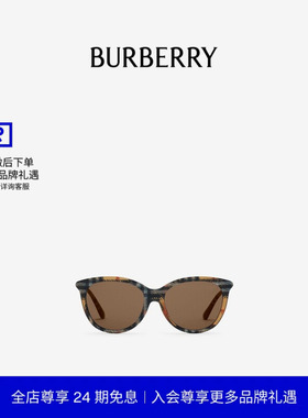 格纹镜臂圆框太阳眼镜BURBERRY