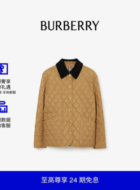【24期免息】BURBERRY  女装 巴恩风灯芯绒衣领绗缝黄金甲外套