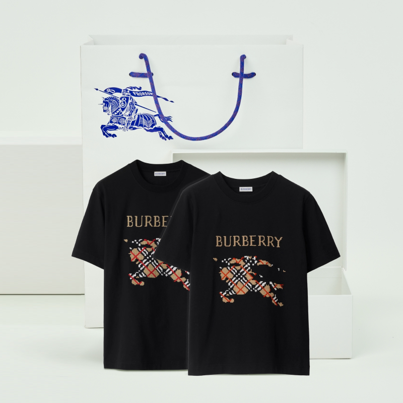 马术骑士棉质T恤衫情侣BURBERRY图片