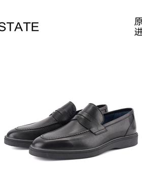 ESTATE进口皮鞋商务休闲鞋男士柔软真皮一脚蹬乐福鞋 5714-NVI