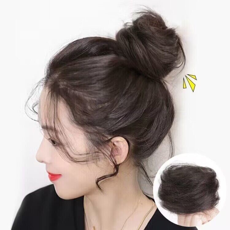 丸子头假发圈假发女网红真发蓬松发包/丸子