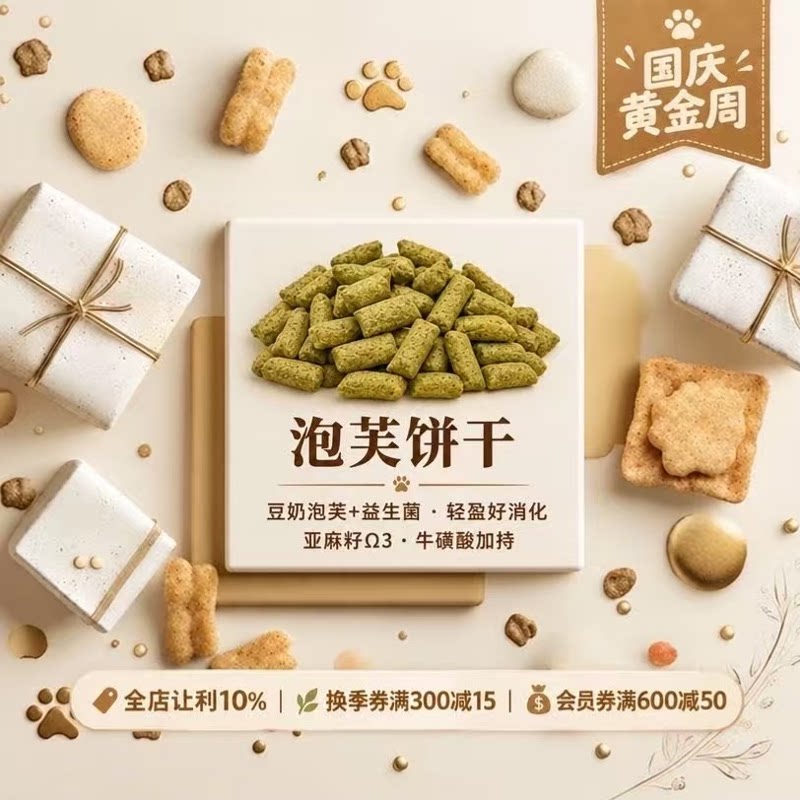 阿幸素食家 宠物猫狗狗零食 猫草豆奶泡芙饼干洁齿酥/80g