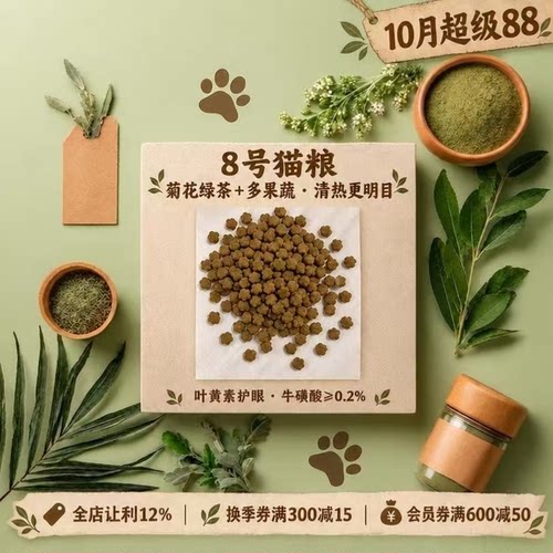 阿幸草本私房宠食零食8号猫膳无谷草本果蔬护肠胃护皮毛5斤