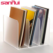 办公用品三栏半透明文件座书立架资料架小型文件栏简约文件架学生