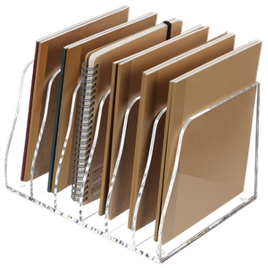 三锐旗舰店三锐桌面文件框桌上书立高透明亚克力收纳阅读杂志收纳架办公学生书本整理多格立式分类架加厚学习桌台面书架