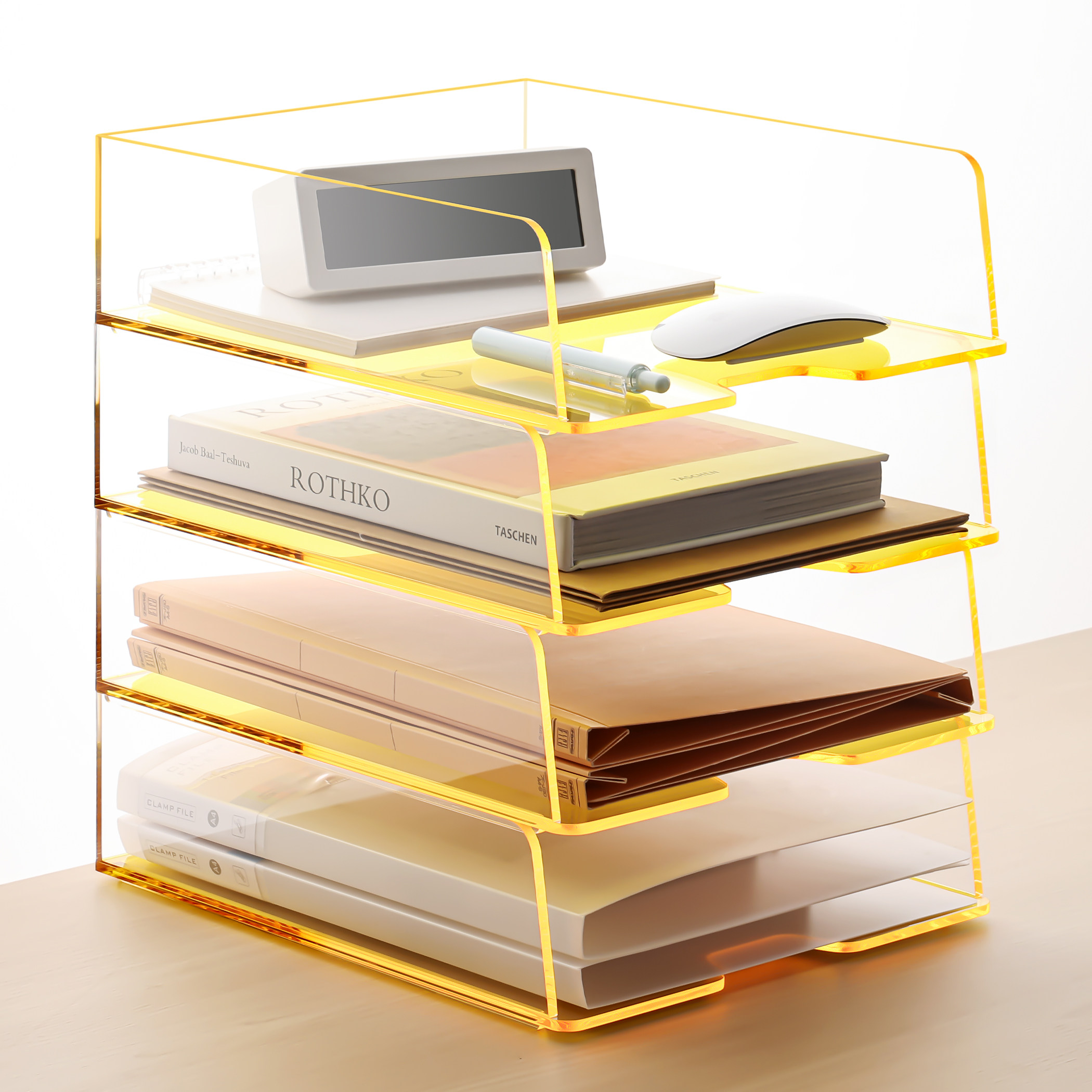 三锐亚克力文件架桌面加大可叠加A4文件夹书桌大容量加厚文件座办公室资料收纳架透明多彩储物架高颜值文件盒,文具电教/文化用品/商务用品,文件座/文件架/文件框,淘宝优惠券,粉丝福利购,淘宝优惠卷