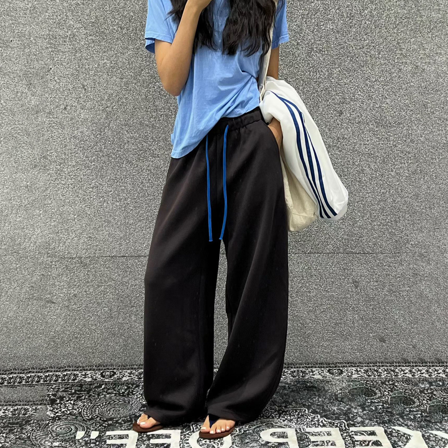 n9休闲裤女2026秋季新款松弛风高腰阔腿裤宽松显瘦百搭慵懒风长裤