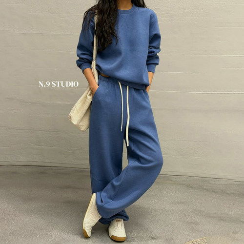 n9慵懒风卫衣阔腿裤两件套女