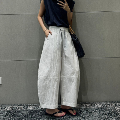 夏季新款高腰阔腿女夏显瘦休闲裤