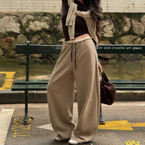 秋季高腰阔腿宽松显瘦休闲裤女