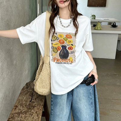 夏季新款印花短袖T恤女夏季新款