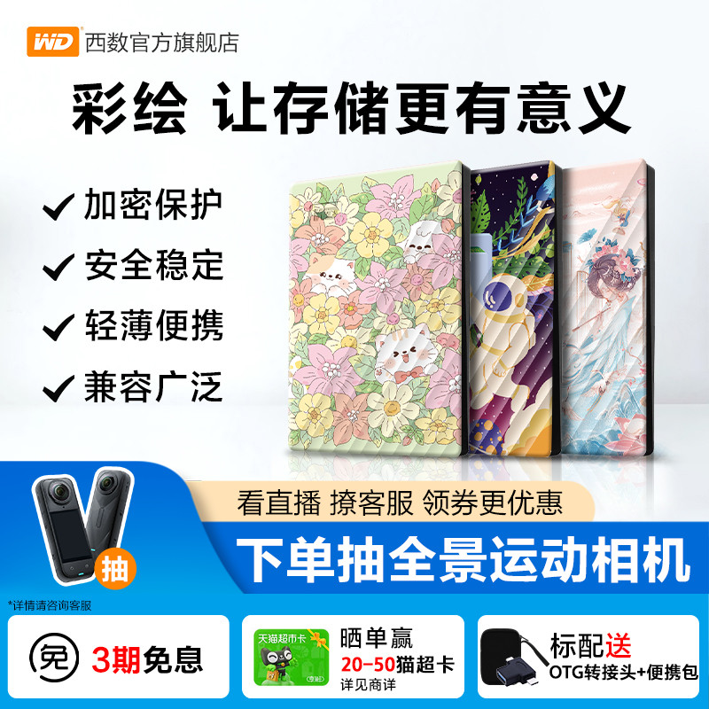 WD西数2T移动硬盘彩绘女生推荐