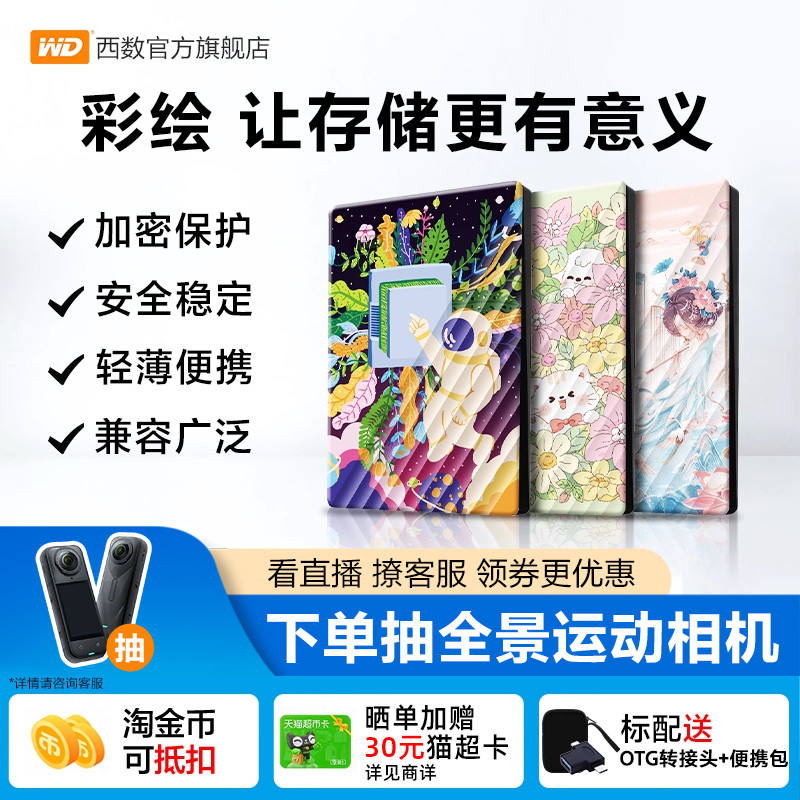 WD西数2T移动硬盘彩绘女生推荐