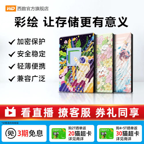 WD西数2T移动硬盘彩绘女生推荐