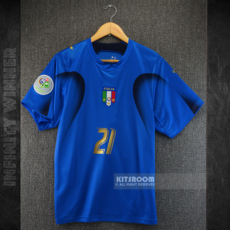 06世界杯意大利决赛版复古球衣21号皮尔洛10号托蒂男足球训练队服