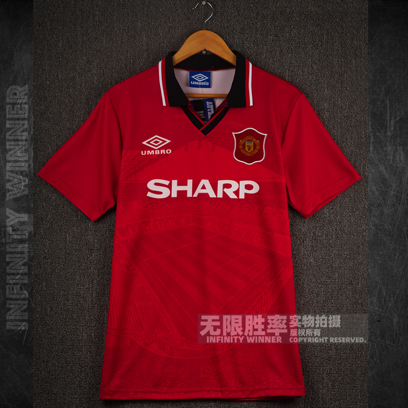 94/96年复古主场红色经典短袖男足球服7号坎通纳贝克汉姆球衣