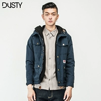 DUSTY thủy triều thương hiệu nam mùa đông có thể tháo rời quần áo cotton hai mảnh lông cừu dụng cụ ngắn áo bông trùm đầu - Bông áo jacket nam