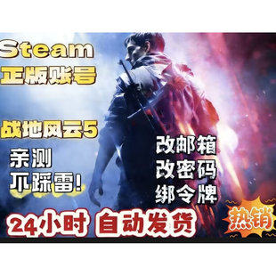 Steam正版战地风云5新号成品号可改资料换绑邮箱密码令牌自动发货