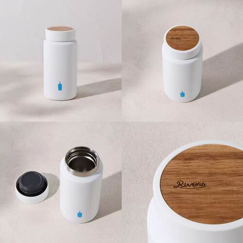 日本限定Blue Bottle Coffee联名日本RIVERS木纹杯盖保温杯350ml