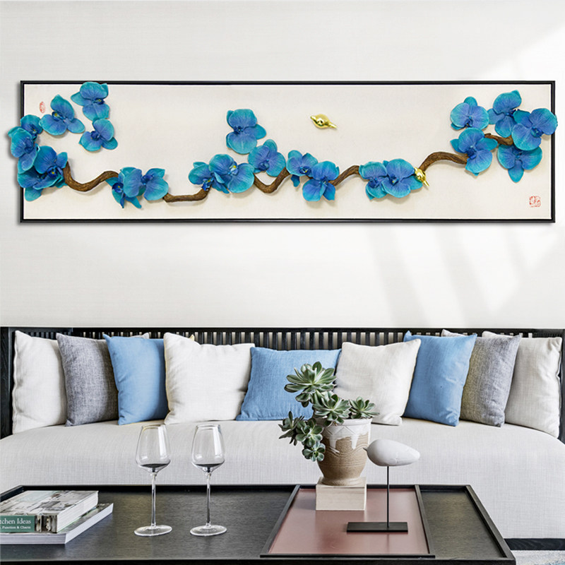 新中式装饰画禅意实物花鸟床头画客厅沙发背景墙茶室书房横幅挂画,家居饰品,现代装饰画,淘宝优惠券,粉丝福利购,淘宝优惠卷