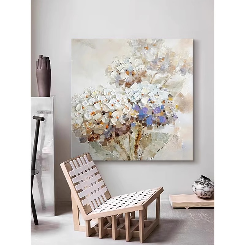 FY.ART手绘油画法式简约客厅装饰画植物花卉抽象肌理玄关餐厅挂画图片