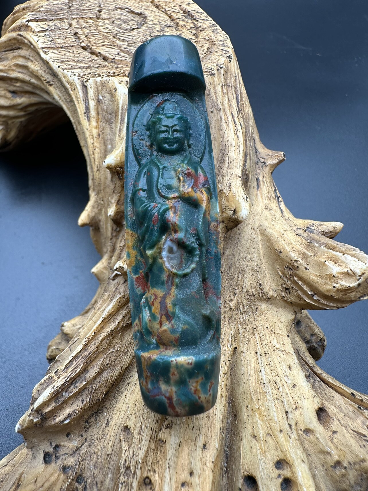 天然正品回流西藏满朱砂象雄观音佛像挂件
