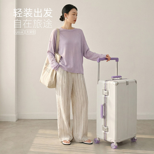 Lplus行李箱女男新款铝框宽拉杆大容量旅行密码箱24登机皮箱子28