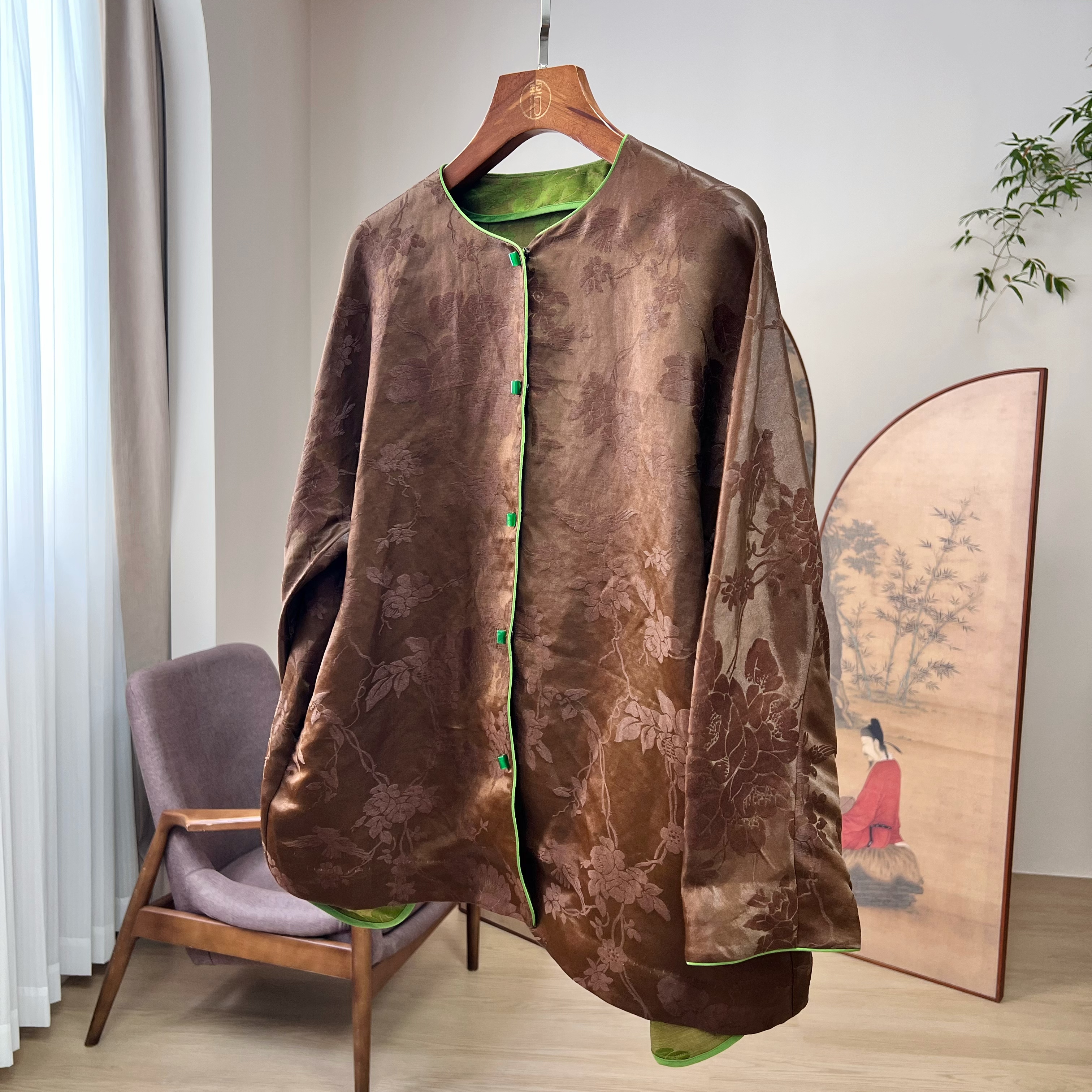 拉贝碧【买一送一】黛眉青山 新中式 高货 双面穿 复古个性外套