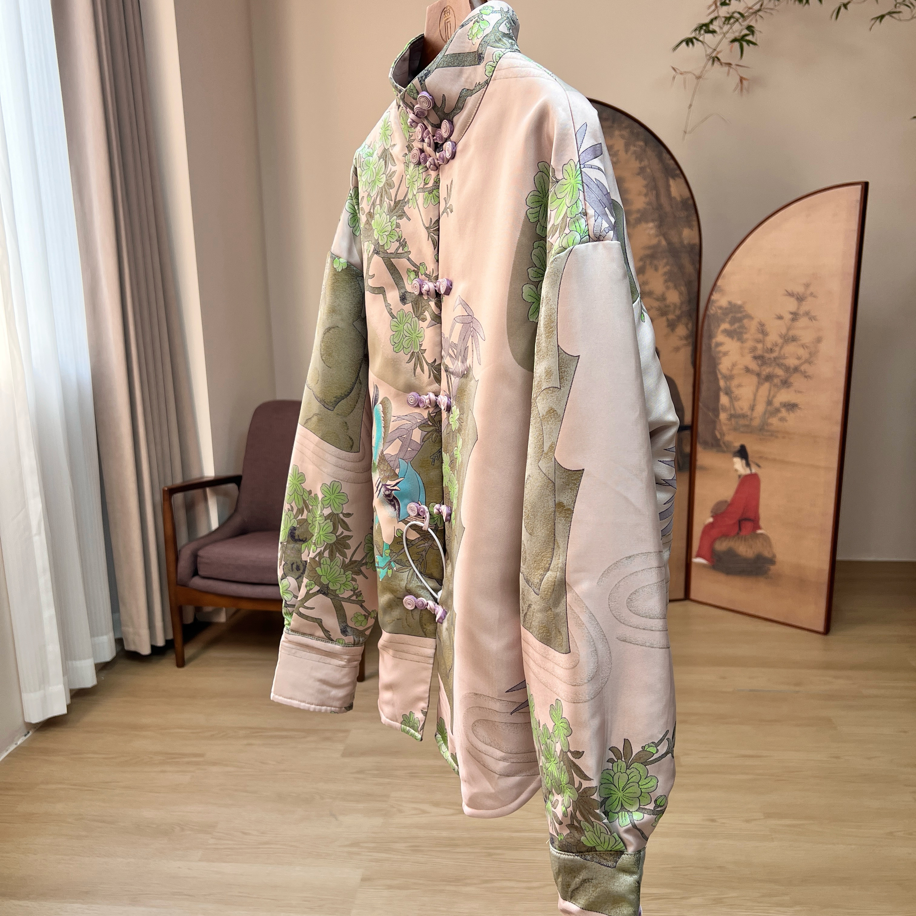 拉贝碧【买一送一】鸳鸯蝴蝶梦 新中式国风织锦唐装夹棉棉服棉袄