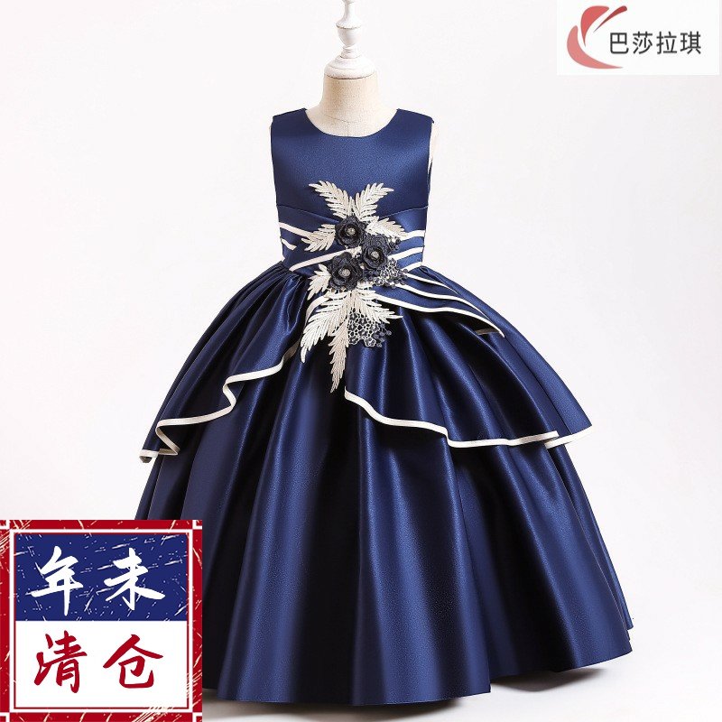 小女孩公主连衣裙冬长款洋气蓬蓬婚纱中大儿童钢琴主持演出礼服