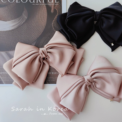 韩式蝴蝶结缎面韩国弹簧夹