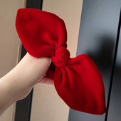 Sarah SIZE大红色蝴蝶结软铁丝凹造型发圈 BIG Korea韩国