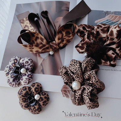 秋冬豹纹系列发圈夹子韩国