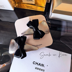 Sarah Korea韩国 The Queen东大门贵公主感金色蝴蝶结刘海边夹