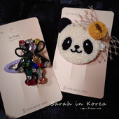 Sarah 熊猫可爱小熊BB夹边夹鸭嘴夹 女童儿童 Korea韩国