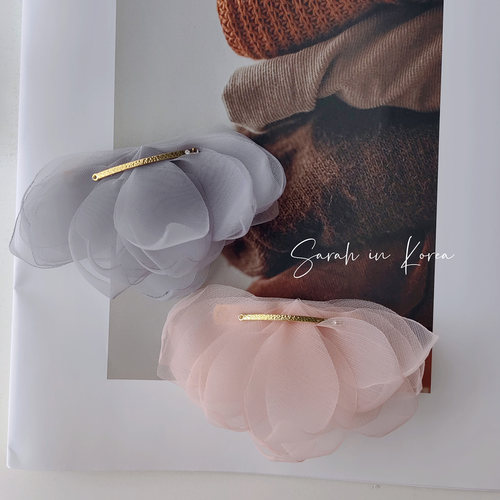 Sarah in Korea韩国 轻柔薄纱层叠花瓣造型小弹簧夹半夹发饰