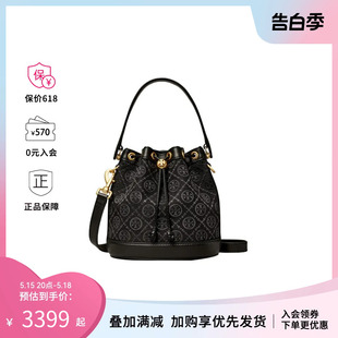 汤丽柏琦T MONOGRAM Burch Tory 黑金系列单肩斜挎手提水桶包