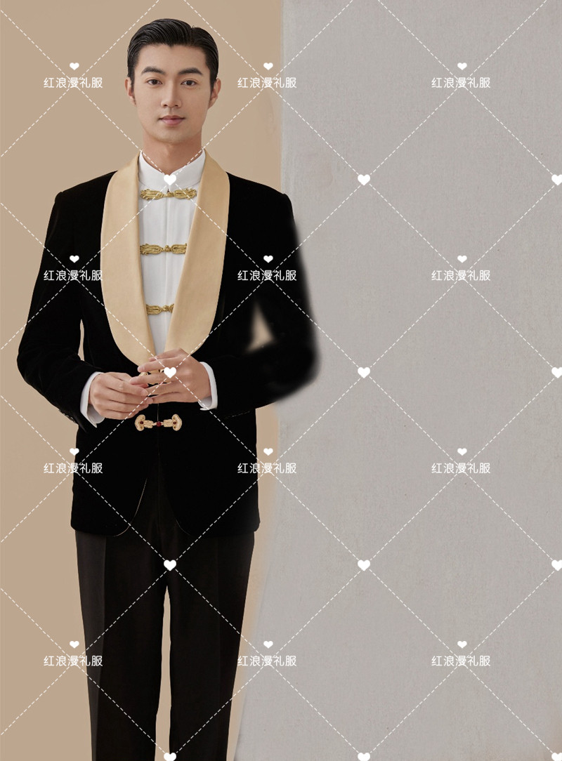 THE NEW STUDIO PHOTOGRAPHY PHOTOGRAPHY STAGE PERFORMANCE SUIT SUIT SUEDE TWO-PIECE SUIT CHINESE STYLE XIUHE MENS WEAR