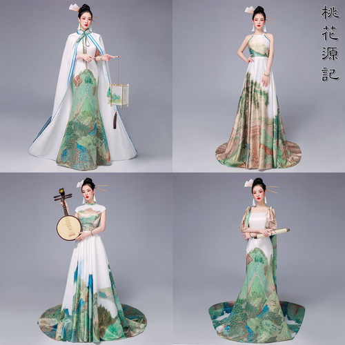 水墨画中式风民乐商演舞台华服